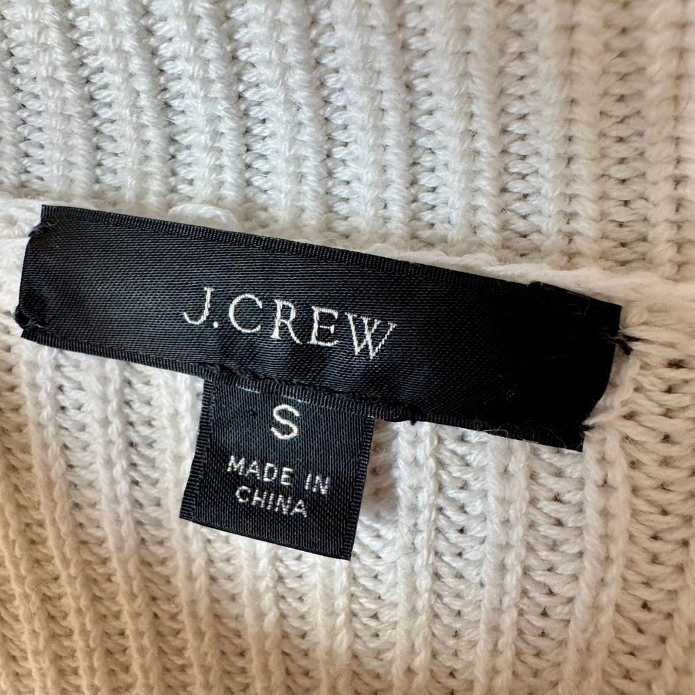 J. Crew Womens Cotton Cashmere Ribbed Turtleneck Sweater S Ivory Relaxed Spring‎ - Picture 3 of 13